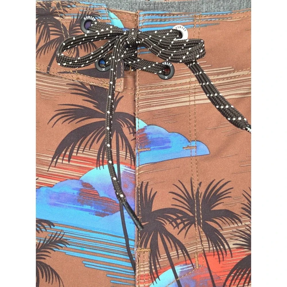 Hurley Phantom Board‎ Shorts Mens 30 Brown Tropical Palm Swim Trunks Stretch New